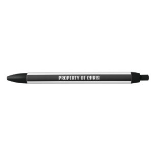 Caneta Preta Propriedade do Nome Personalizado Preto e Branco