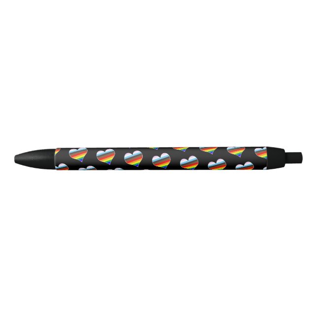 Caneta Preta Rainbow Heart Pattern (Frente)