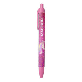Caneta Preta Rainbow Unicorn - Raparigas Brilhantes Rosa Person