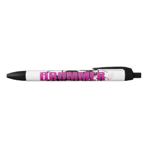 Caneta Preta Rapariga de Drummer com Texto Roxo e Grungue Negro