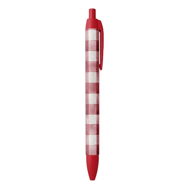 Caneta Preta Red Cream Plaid Stripes (parte de inferior (Vertical))