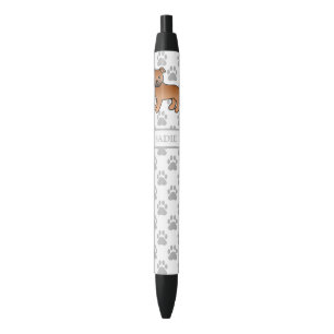 Caneta Preta Red English Staffie Cute Cartoon Dog & Name
