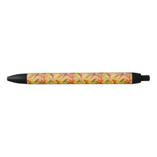 Caneta Preta Red Green Blue Purple Abstrato Floral Art Deco