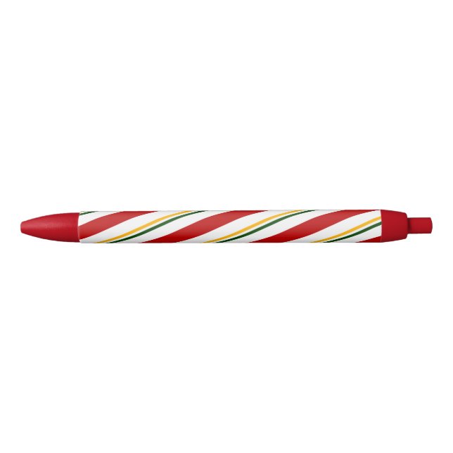 Caneta Preta Red Green & Dourado Candy Stripe Natal (Frente)