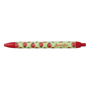Caneta Preta Red Little Ladybugs Com Nome Personalizado