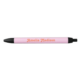 Caneta Preta Retro Decorative Pink Orange Pen