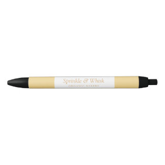 Caneta Preta Retro Orange And Yellow Heart Stripes Bakery