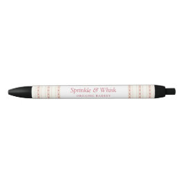 Caneta Preta Retro Red And Cream Heart Stripes Bakery