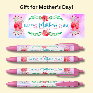 Caneta Preta Rosa Dia de as mães Feliz