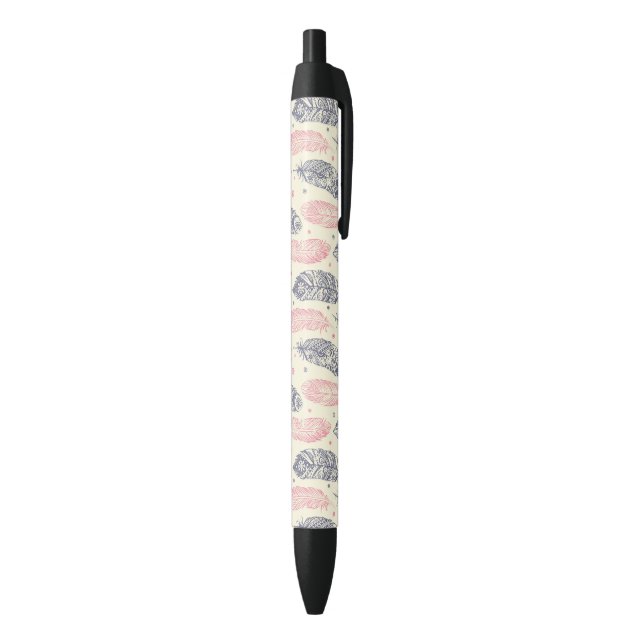 Caneta Preta Rosa e teste padrão étnico roxo da pena (parte de inferior (Vertical))