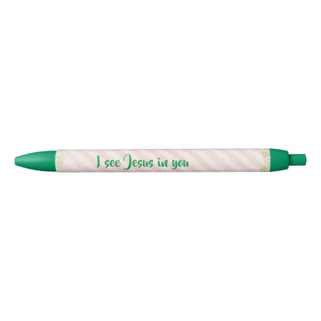 Caneta Preta Rosa e Verde, eu vejo Jesus em você (Frente)