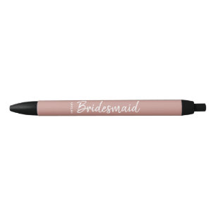 Caneta Preta Rosa Moderno em Dourado com Nome da Dama de Honra