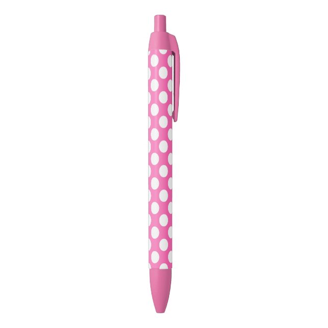 Caneta Preta Rosa Quente e Bolinhas Brancas (parte de inferior (Vertical))