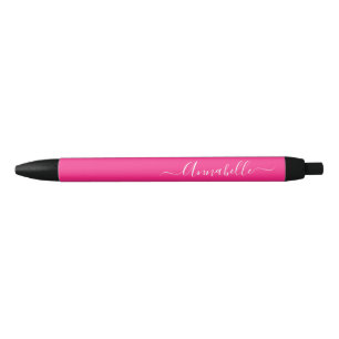 Caneta Preta Rosa Quente Nome Personalizado