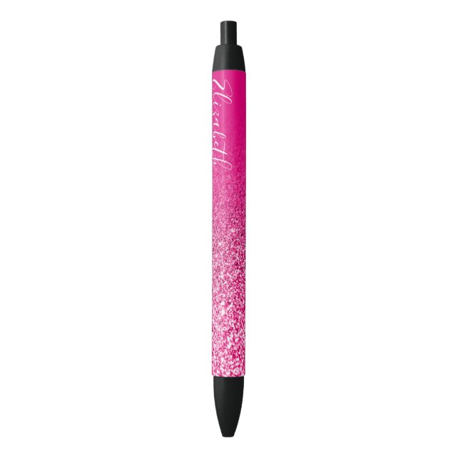 Caneta Preta Rosa Quente Personalizado Falso Brilho Ombre (Frente Vertical)
