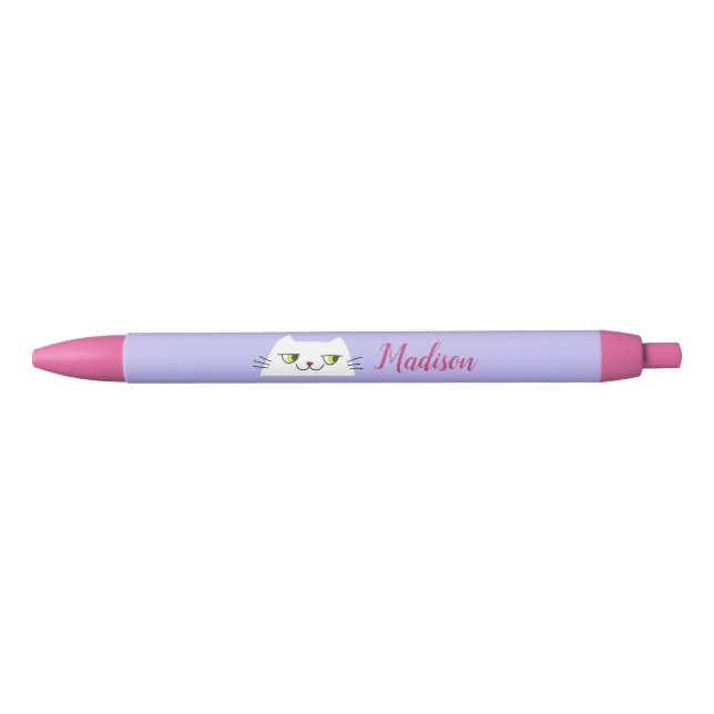 Caneta Preta Rosa Roxo Kawaii (Frente)