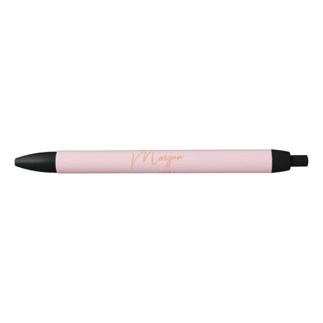Caneta Preta Rótulo monograma minimalista rosa (Frente)