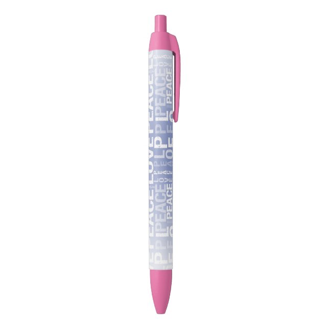 Caneta Preta Roxo Branco Paz Amor (parte de inferior (Vertical))