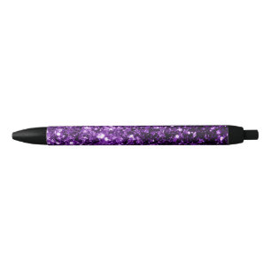Caneta Preta Roxo escuro brilho falso brilhos faíscas