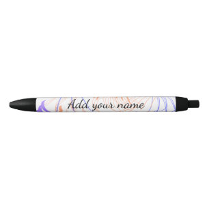 Caneta Preta Roxo laranja aquarela abstrato adicionar nome text
