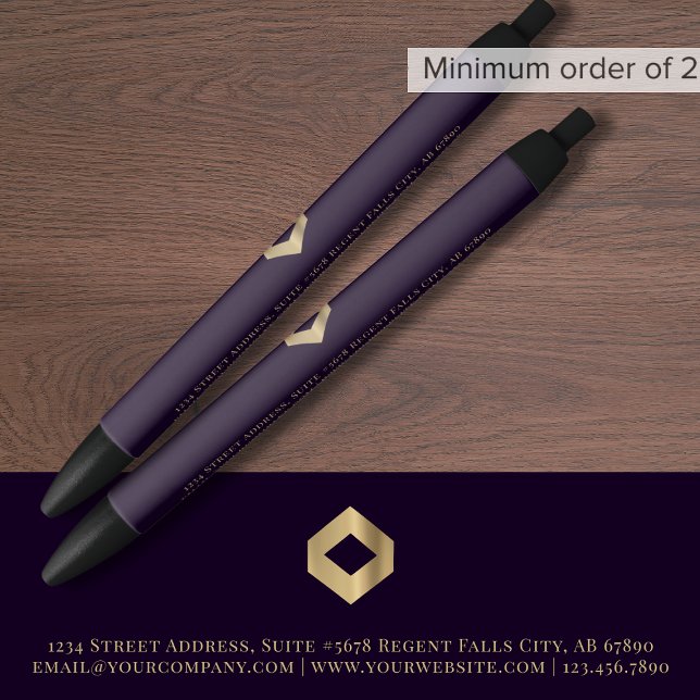 Caneta Preta Roxo Moderno Elegante (Criador carregado)