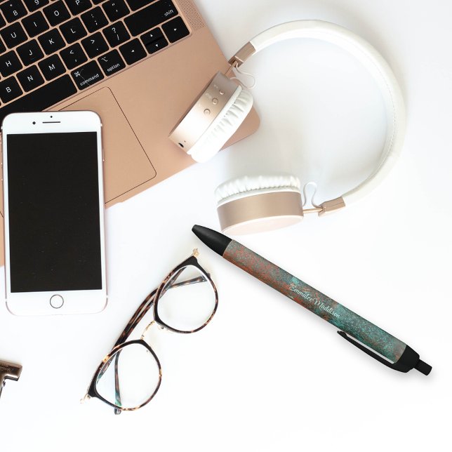 Caneta Preta Rustic Patina Copper Monogrammed (Criador carregado)