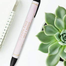 Caneta Preta Salão de Círculo Dourado com Aquarela Rosa Corado