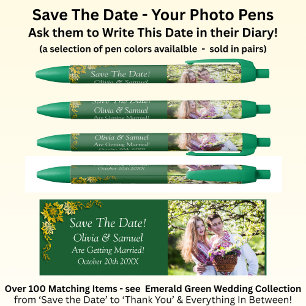 Caneta Preta Salve a Data - Foto + Esmeralda Verde & Dourado
