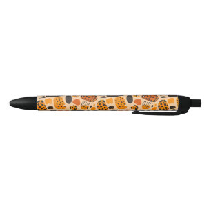 Caneta Preta "Savanna Pop: Tribal Vibes em Laranja e Negro"