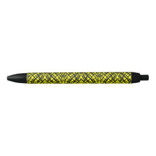 Caneta Preta Scribble Simples Revestimento Espelhado Amarel