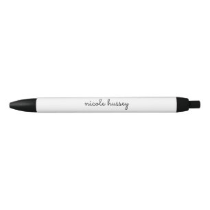 Caneta Preta Script Branco Na moda Monograma Moderno Minimali
