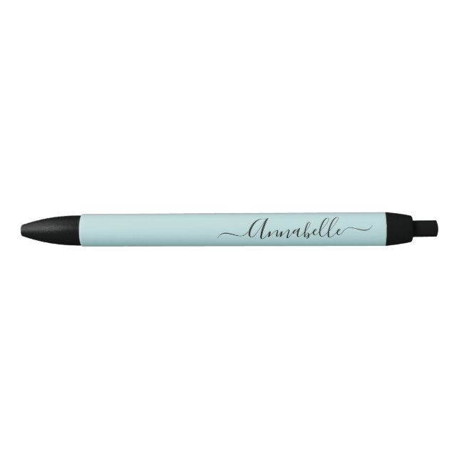 Caneta Preta Script de Nome Personalizado Aqua (Frente)