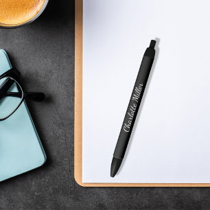 Caneta Preta Script de nome preto clássico