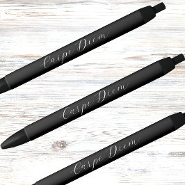 Caneta Preta Script de slogan personalizado preto branco
