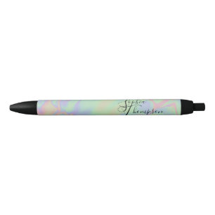 Caneta Preta Script Holográfico Moderno Rainbow Pastel Bl