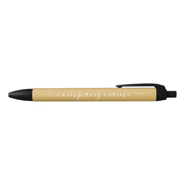 Caneta Preta Script simples - Dourado e branco - Empresa/evento (parte de cima)