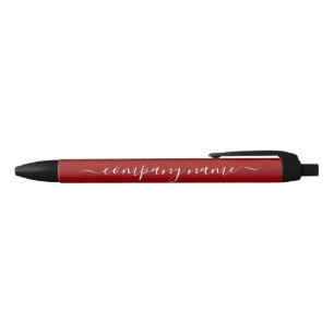Caneta Preta Script Simples - Vermelho e Branco - Empresa/Event