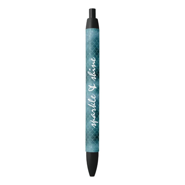 Caneta Preta Sereia de Teal Sparkle personalizada (Frente Vertical)