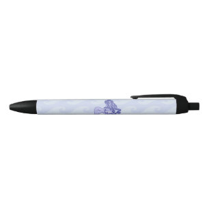 Caneta Preta Sereia Sentada Azul