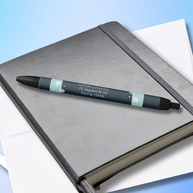 Caneta Preta Serviços de Limpeza Azul Escuro Modernos Mínimos (Criador carregado)