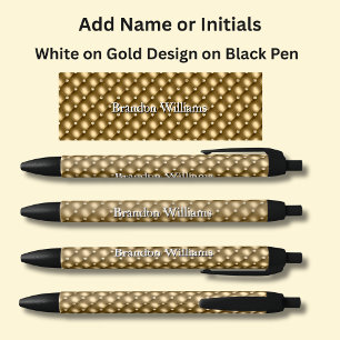Caneta Preta Seu nome ou inicializações no Abstrato Dourado