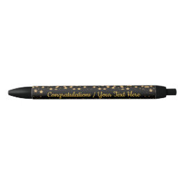 Caneta Preta Seu texto Black/Dourado Stars Sparkle Lights Grava