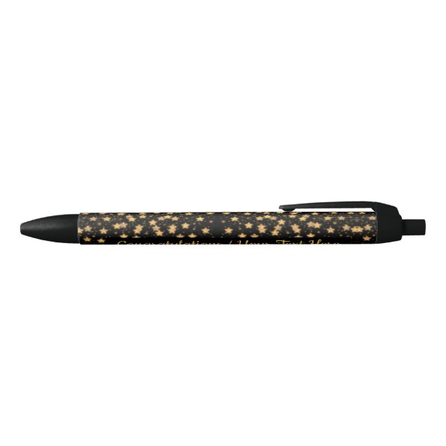 Caneta Preta Seu texto Black/Dourado Stars Sparkle Lights Grava (parte de cima)