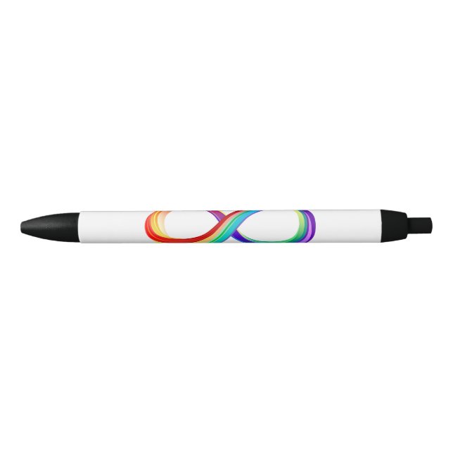 Caneta Preta Símbolo de Infinidade Arco-Íris em Camadas (Frente)