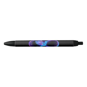 Caneta Preta Símbolo Neon Infinity com Hummingbird brilhante