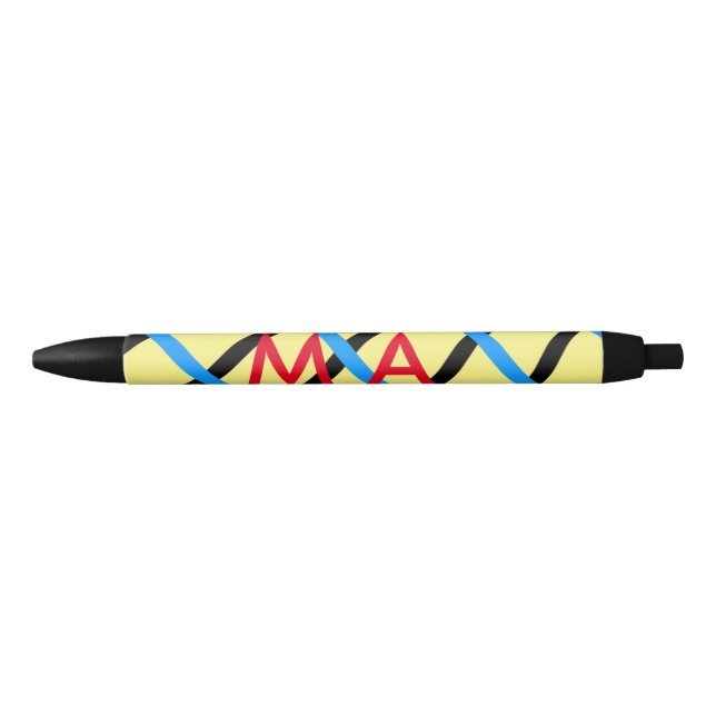 Caneta Preta Simples monograma adicione seu nome com letra míni (Frente)