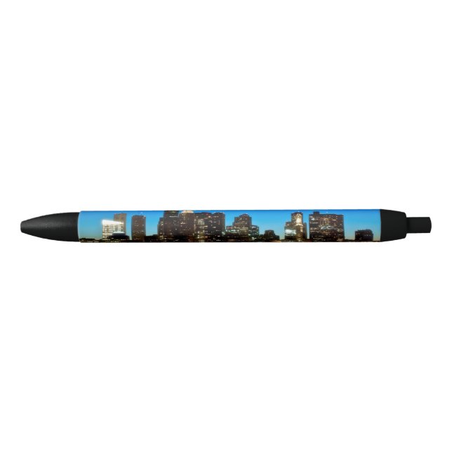 Caneta Preta Skyline de Boston com lua (Frente)