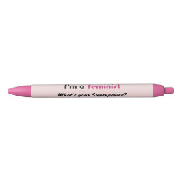 Caneta Preta Slogan de superpotência feminista rosa