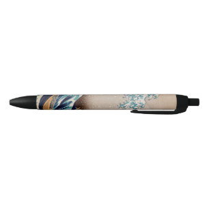 Caneta Preta Sob o Excelente Wave de Kanagawa
