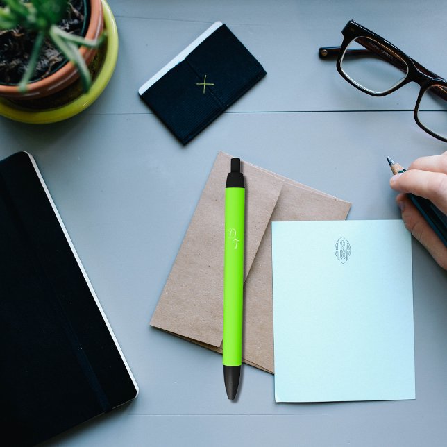 Caneta Preta sólido neon verde - seus monogramas (Criador carregado)